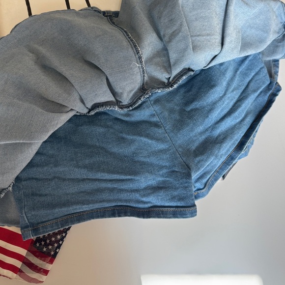 Almost Famous Pleated Micro Mini Pull On Drawstring Denim Jean Skirt Y2K Small - Picture 6 of 6